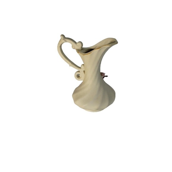 Vintage Capodimonte Porcelain Vase Creamer Pitcher 3D Roses Bisque, "N" Mark - Picture 4 of 8